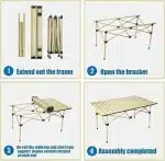 HALAYAYA Portable Camping Table, Folding Table Ultralight Camp Table with Carry Bag Collapsible Table Top for Picnic, BBQ, Cooking, Camping, Beach (M(95 * 56 * 50CM)) - Image 5