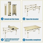 HALAYAYA Portable Camping Table, Folding Table Ultralight Camp Table with Carry Bag Collapsible Table Top for Picnic, BBQ, Cooking, Camping, Beach (M(95 * 56 * 50CM)) - Image 5