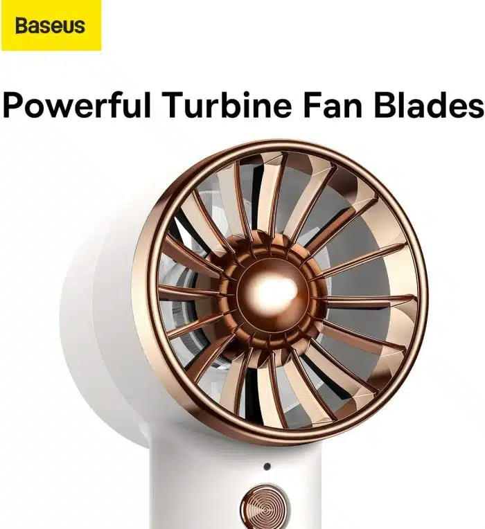 Baseus Flyer Turbine Handheld Fan High Capacity（4000mAh）Type-C Output Line White - Image 5