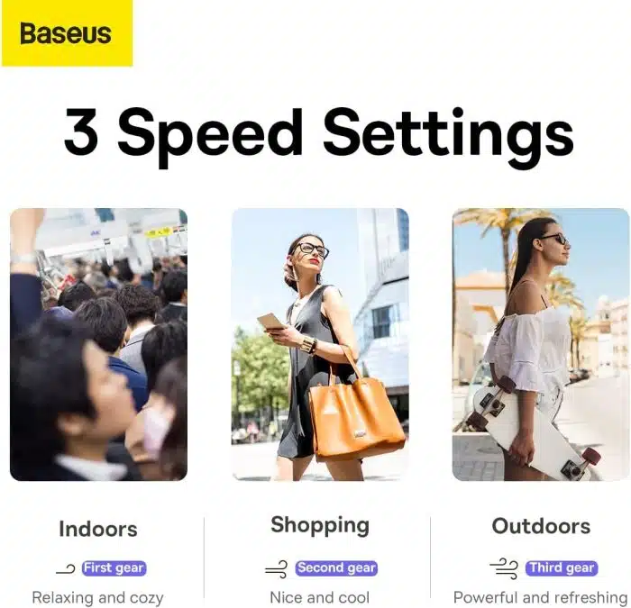 Baseus Flyer Turbine Handheld Fan High Capacity（4000mAh）Type-C Output Line White - Image 7