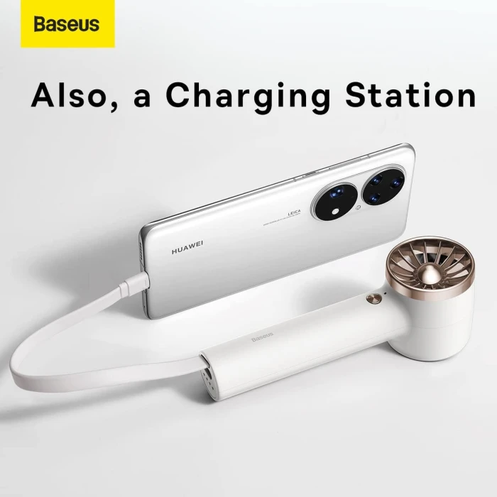 Baseus Flyer Turbine Handheld Fan High Capacity（4000mAh）Type-C Output Line White - Image 8
