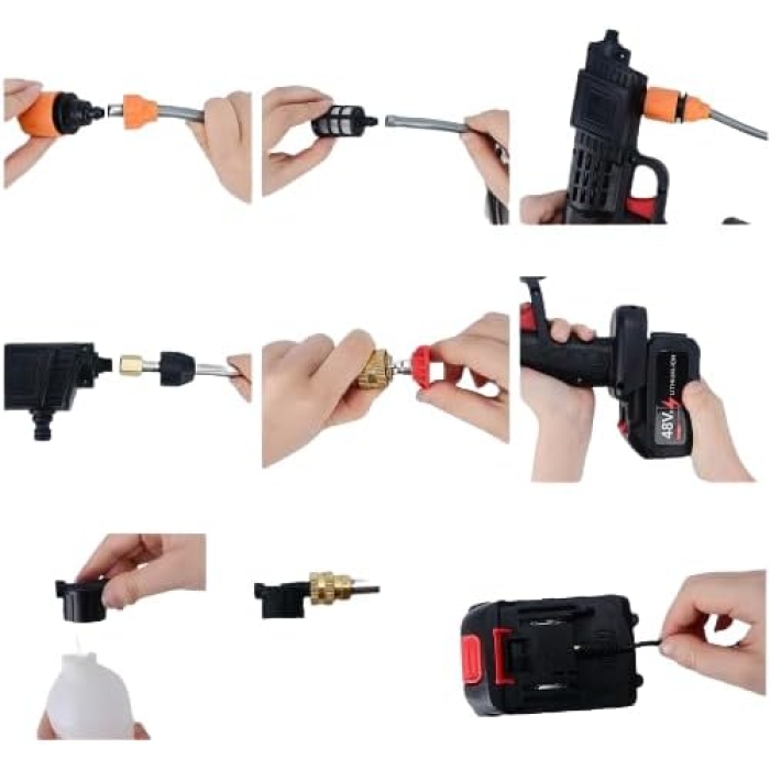 High Pressure Car Washer Gun, 48VF with Dual Battery - 300W, 25000mAh Peak Power 30Bar.Used For Car Washing, Floor Cleaning & Garden Watering. Water Spray Gun (Made In Japan) - Image 3