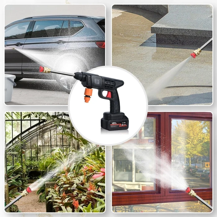 High Pressure Car Washer Gun, 48VF with Dual Battery - 300W, 25000mAh Peak Power 30Bar.Used For Car Washing, Floor Cleaning & Garden Watering. Water Spray Gun (Made In Japan) - Image 6
