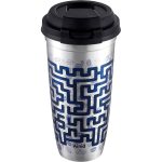 15oz Travel Coffee Mug with Lid, Stainless Steel Vacuum Insulated Double Wall Thermal Tumbler, Maze Design Coffee Cup with Leak-resistant Lid Flip-top lock Birthday Valentine Gifts
