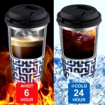 15oz Travel Coffee Mug with Lid, Stainless Steel Vacuum Insulated Double Wall Thermal Tumbler, Maze Design Coffee Cup with Leak-resistant Lid Flip-top lock Birthday Valentine Gifts - Image 7