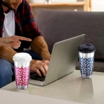 15oz Travel Coffee Mug with Lid, Stainless Steel Vacuum Insulated Double Wall Thermal Tumbler, Maze Design Coffee Cup with Leak-resistant Lid Flip-top lock Birthday Valentine Gifts - Image 5