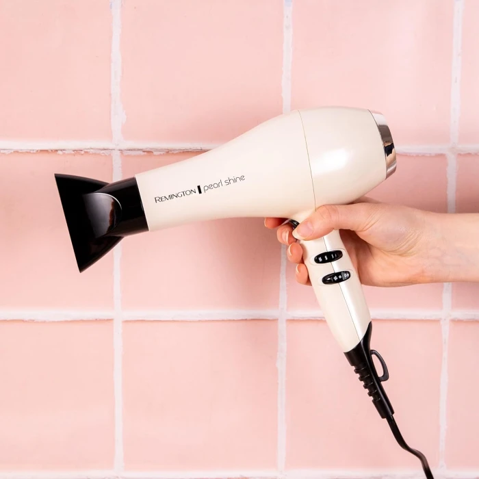 Remington Pearl Shine Hair Dryer, AC2405AU, Salon Professional Styling, 2000W (AU Plug) Turbo Power Fan for Fast Drying, Tourmaline Ceramic Technology Prevents Frizz, White - Image 3