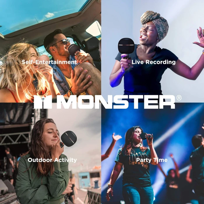 MONSTER M97 Superstar Dynamic Karaoke Microphone, Handheld Wireless Bluetooth Karaoke Machine, Bluetooth 5.0 TWS Portable Speaker Mic for Home, Party, Car, Outdoor - Image 6