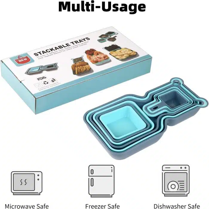 Everbirght Premium Plastic Stackable Trays Platters for Fruit Vegatables Snacks Dessert Picnic Kids - Image 2