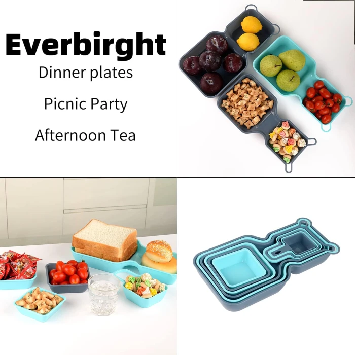 Everbirght Premium Plastic Stackable Trays Platters for Fruit Vegatables Snacks Dessert Picnic Kids - Image 3