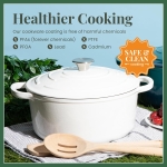 Larder & Vine Enameled Cast Iron 5.7qt Dutch Oven Pot with Lid | Bread Baking | Compatible on All Cooktops & Oven Safe to 500° F | Great for Sourdough Bread | White - Image 3
