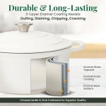 Larder & Vine Enameled Cast Iron 5.7qt Dutch Oven Pot with Lid | Bread Baking | Compatible on All Cooktops & Oven Safe to 500° F | Great for Sourdough Bread | White - Image 4