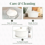 Larder & Vine Enameled Cast Iron 5.7qt Dutch Oven Pot with Lid | Bread Baking | Compatible on All Cooktops & Oven Safe to 500° F | Great for Sourdough Bread | White - Image 8