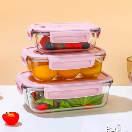 Pack Glass Food Containers for Meal Prep, Durable Leakproof Lids for Lunch Storage, 3 Sizes