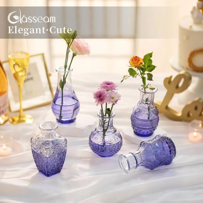 Glass Sprout Vase: Small Vintage Vases - Image 3