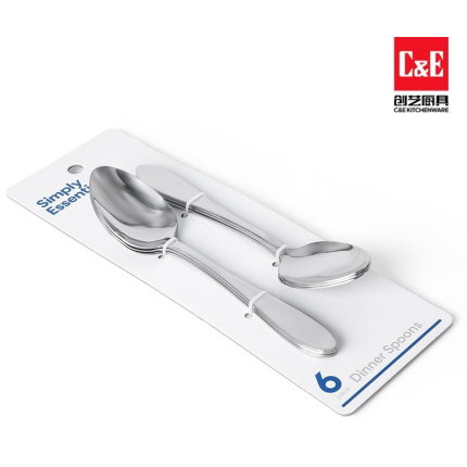 Simply Essential 6-Piece Dinner Spoon Set – Stainless Steel Table Spoons, Durable & Dishwasher Safe Flatware for Everyday Use