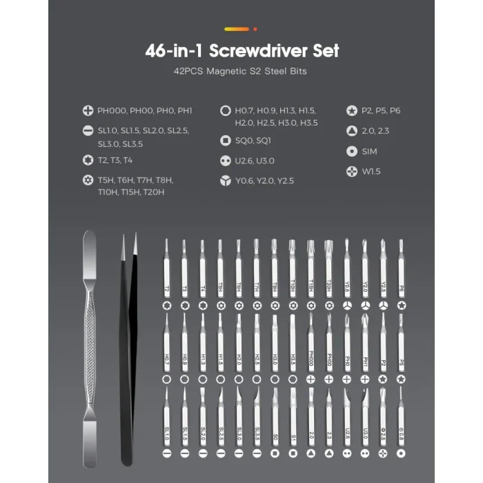 Kingsdun Precision Screwdriver Set, 46-in-1 Small Screwdriver with 42 Magneitc Bits Torx Star, Electronic Repair Tool Kit for Computer Laptop Macbook Xbox Phone Eyeglasses Switch RC Watch DIY - Image 4
