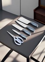 Kitchen knife set, 6-piece set of glacier blue sharp knives, suitable for the kitchen, non-stick and anti-slip stainless steel kitchen knife set, with glacier blue knife holder, suitable for home or dining room use - Image 4