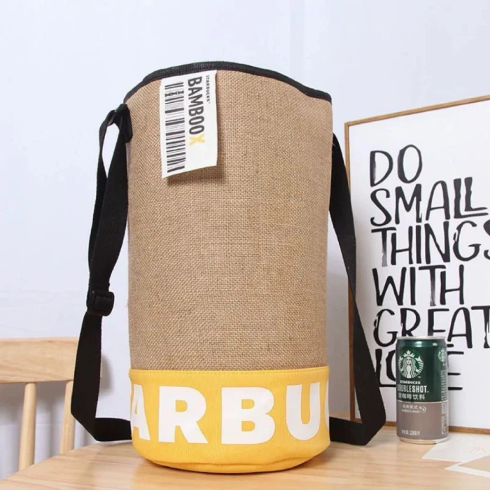 Starbucks Linen Straw Woven Bucket / Shopper Tote Bag - Image 2