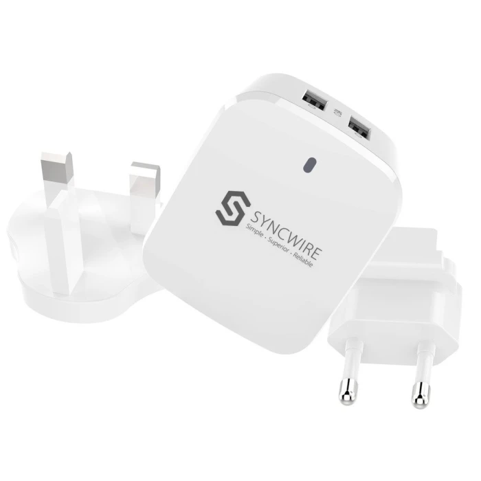 Syncwire Dual USB Wall Charger 3A – Fast Fast-Charging Adapter with 2 USB Ports (EU Plug, White) - Image 2