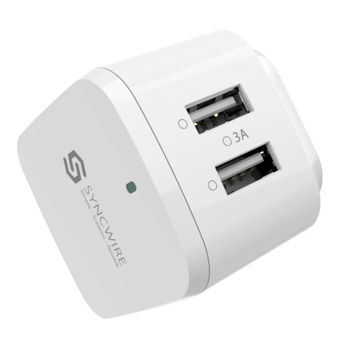 Syncwire Dual USB Wall Charger 3A – Fast Fast-Charging Adapter with 2 USB Ports (EU Plug, White) - Image 3
