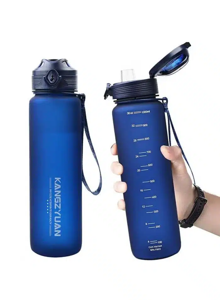 Sports Water Bottle BPA Free Protein Shaker Outdoor Travel Portable Leakproof Drink Bottle 1000ml Blue - Image 2