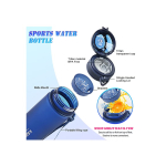 Sports Water Bottle BPA Free Protein Shaker Outdoor Travel Portable Leakproof Drink Bottle 1000ml Blue - Image 5