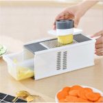 Handheld Box Grater Onion Food Vegetable Chopper Slicer, 5 in 1 Storage Container, Safe Stainless Steel 4 Sided Kitchen Hand Graters