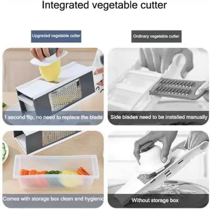 Handheld Box Grater Onion Food Vegetable Chopper Slicer, 5 in 1 Storage Container, Safe Stainless Steel 4 Sided Kitchen Hand Graters - Image 5