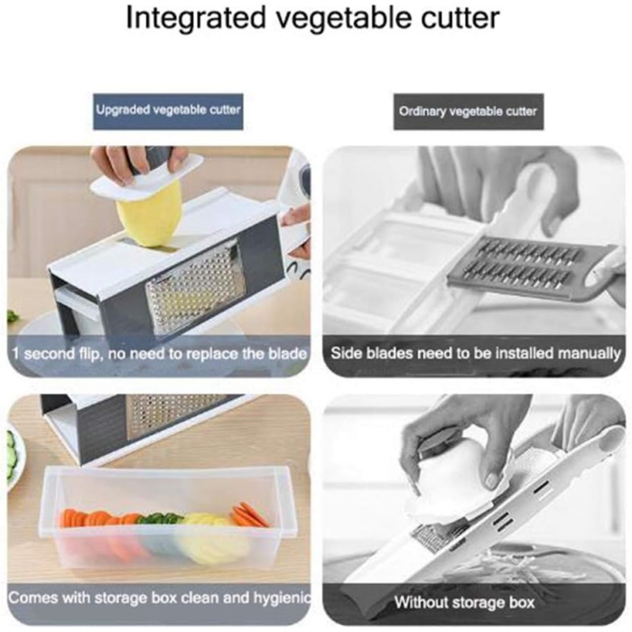 Handheld Box Grater Onion Food Vegetable Chopper Slicer, 5 in 1 Storage Container, Safe Stainless Steel 4 Sided Kitchen Hand Graters - Image 5