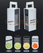 Handheld Box Grater Onion Food Vegetable Chopper Slicer, 5 in 1 Storage Container, Safe Stainless Steel 4 Sided Kitchen Hand Graters - Image 4