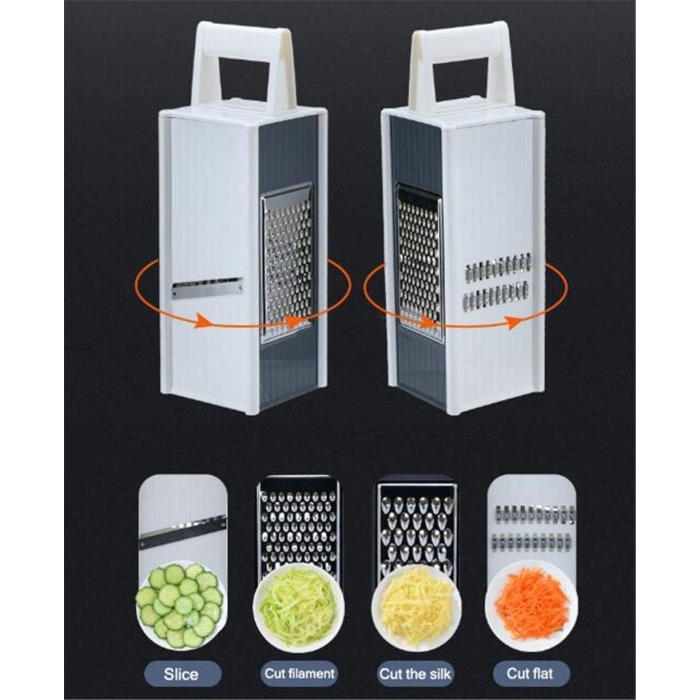 Handheld Box Grater Onion Food Vegetable Chopper Slicer, 5 in 1 Storage Container, Safe Stainless Steel 4 Sided Kitchen Hand Graters - Image 4