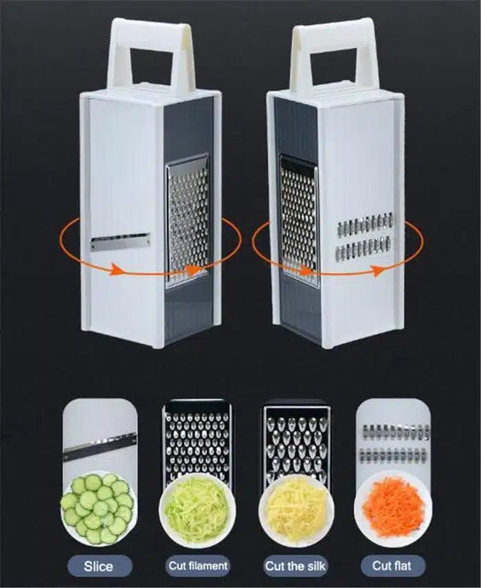 Handheld Box Grater Onion Food Vegetable Chopper Slicer, 5 in 1 Storage Container, Safe Stainless Steel 4 Sided Kitchen Hand Graters - Image 4