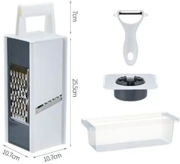 Handheld Box Grater Onion Food Vegetable Chopper Slicer, 5 in 1 Storage Container, Safe Stainless Steel 4 Sided Kitchen Hand Graters - Image 7