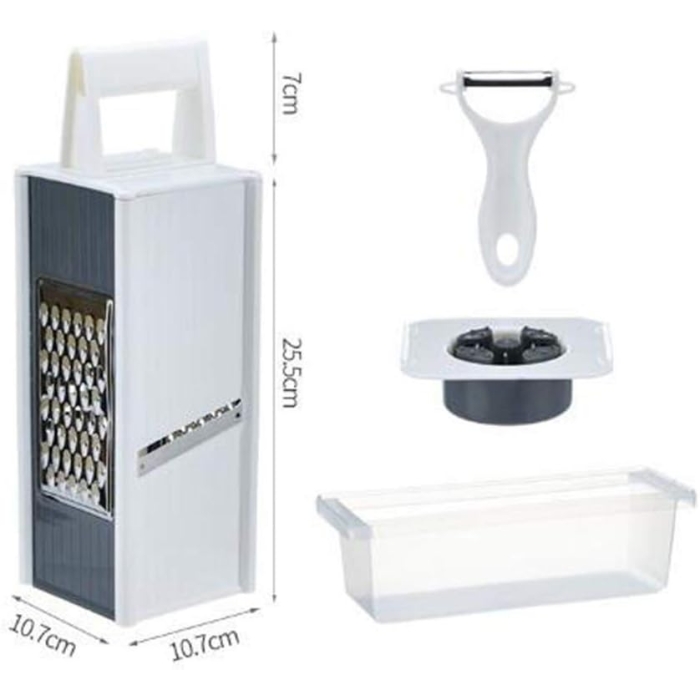 Handheld Box Grater Onion Food Vegetable Chopper Slicer, 5 in 1 Storage Container, Safe Stainless Steel 4 Sided Kitchen Hand Graters - Image 7