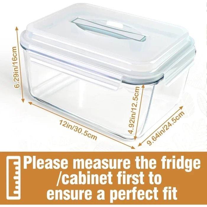 Large Glass Storage Containers with Lids, Big Marinade Food Containers for Rotisserie Chicken Meal Prep Turkey Watermelon Potluck, XL Extra Large Freezer Safe Storage Container Airtight 200oz/26cup - Image 3