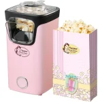 Bestron Popcorn Maker Turbo Popcorn in Under 2 Minutes Popcorn Maker with Hot Air Technology Includes 10x Popcorn Bags & Integrated Measuring Cup Sweet Dreams Collection Pink