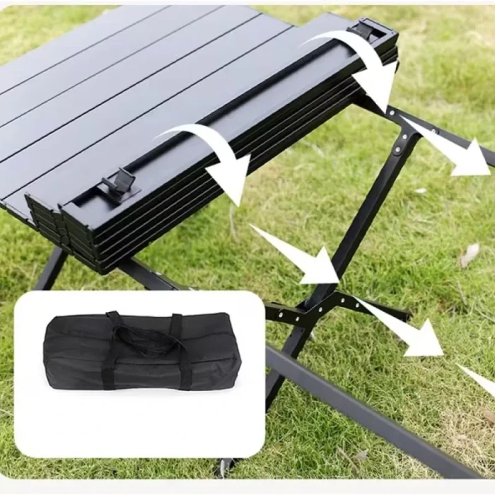 High-Quality Outdoor Camping Large Size (115CM) Portable Foldable And Storable Egg Roll Table, Reinforced And Widened Carbon Steel Legs for Greater Stability And Sturdiness - Image 3
