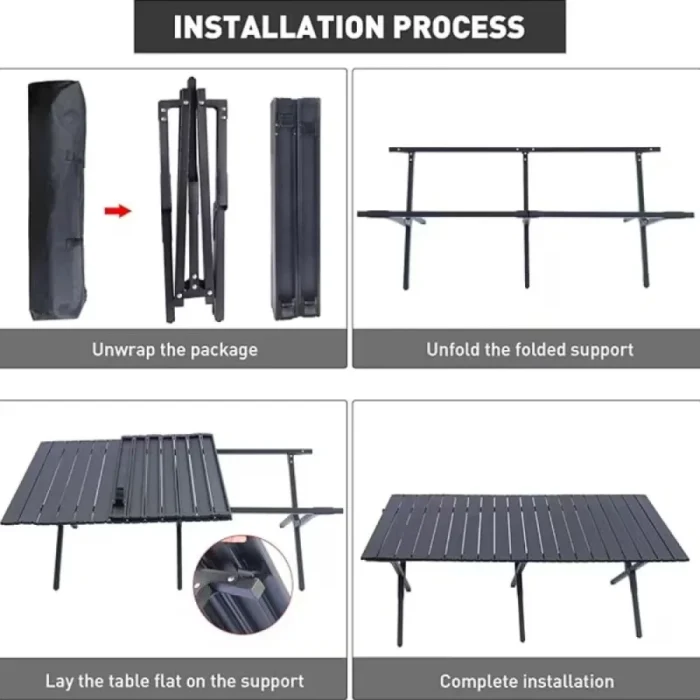 High-Quality Outdoor Camping Large Size (115CM) Portable Foldable And Storable Egg Roll Table, Reinforced And Widened Carbon Steel Legs for Greater Stability And Sturdiness - Image 5