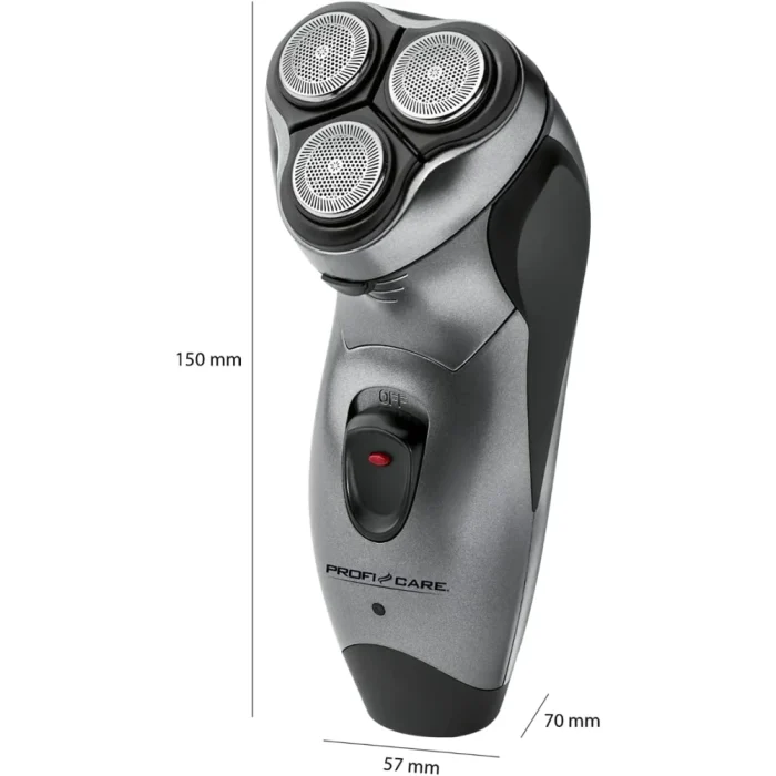 ProfiCare PC-HR 3053 Men's Razor Triple Shaving System with Flexible Shaving Heads, Soft Touch Housing, Grey - Image 4