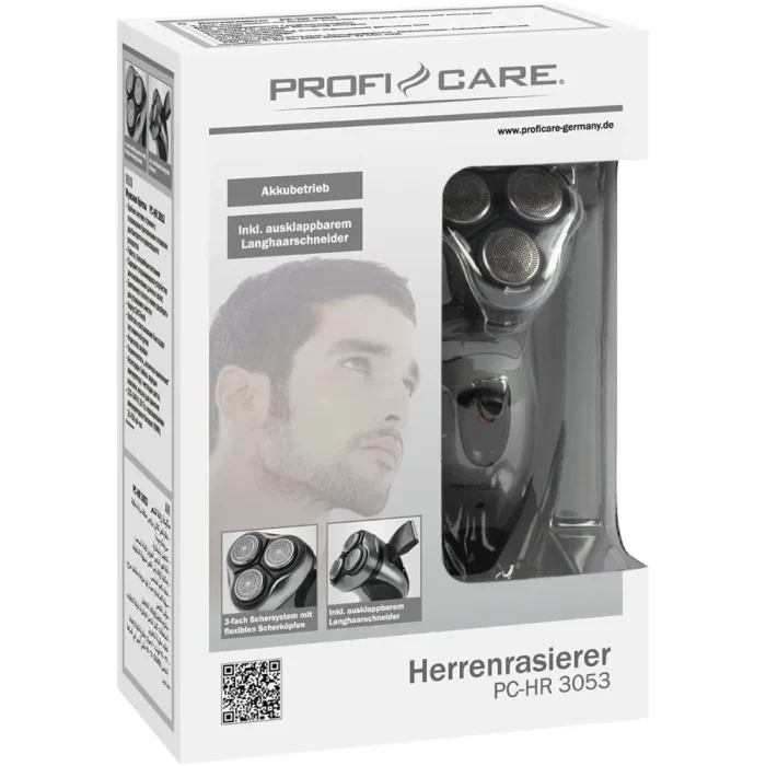 ProfiCare PC-HR 3053 Men's Razor Triple Shaving System with Flexible Shaving Heads, Soft Touch Housing, Grey - Image 5