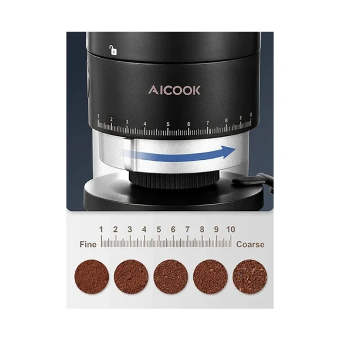 ALCOOK Electric Conical Burr Coffee Grinder, 42 Precise Grind Settings, One Touch with 50S Grinding, Easy to Clean, Matte Black - Image 9