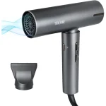 TANSHINE Professional Blow Dryer with LED Lights,Ionic Hair Dryer,110000RPM High-Speed Fast Drying Hair Dryer,1600W Quiet Ion Hairdryer with Magnetic Nozzle,Compact Hair Blower for Salon Travel,Grey