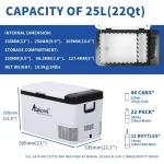 Alpicool K25 25 Liter Portable Car Fridge Freezer 12/24V Car Refrigerator Cooler Box,Electric Mini Fridge Freezer for Camping Campervan, Vehicle, Truck, RV, Boat, Travel, Pinic, -20°C-20°C - Image 5