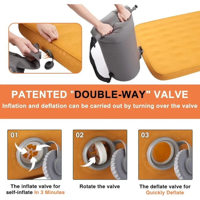 AIRELAX Single 3D Self-Inflating Camping Mattress, Side Sleep Friendly Camping Air Sleeping Pad, 78"×27" Sleeping Mat, 4 Inches Ultra Thick Camping Pad, Portable Roll-Up Floor Guest Bed - Image 5