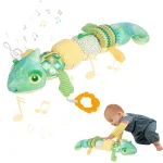 Azonee Baby Toys Musical Chameleon, Infant Toys Stuffed Animal Toys, Multi-Texture Plush Toys with Multi-Sensory Crinkle, Rattle and Ruler Designs, Tummy Time Baby Toys for 0 to 12 Months Boys, Girls