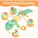 Azonee Baby Toys Musical Chameleon, Infant Toys Stuffed Animal Toys, Multi-Texture Plush Toys with Multi-Sensory Crinkle, Rattle and Ruler Designs, Tummy Time Baby Toys for 0 to 12 Months Boys, Girls - Image 2