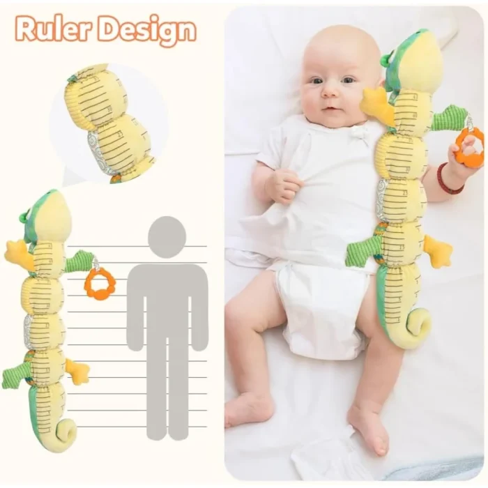 Azonee Baby Toys Musical Chameleon, Infant Toys Stuffed Animal Toys, Multi-Texture Plush Toys with Multi-Sensory Crinkle, Rattle and Ruler Designs, Tummy Time Baby Toys for 0 to 12 Months Boys, Girls - Image 4