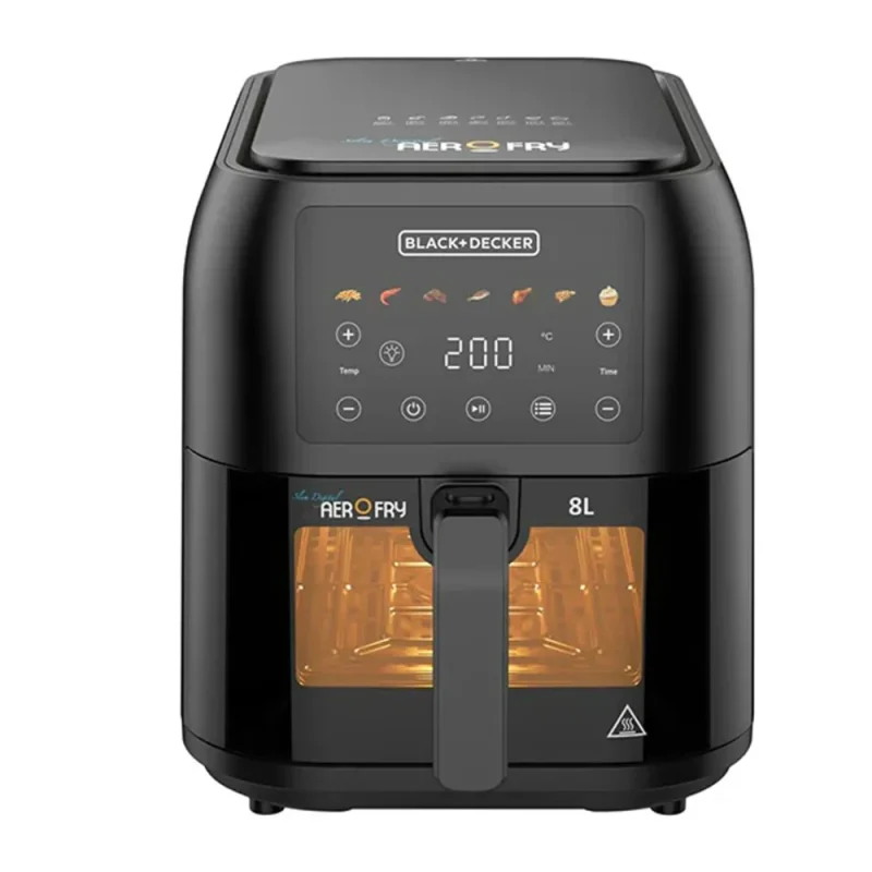 Black+Decker AerOfry 7 in 1 8L Digital Air Fryer with Window, 1700W, SAF80W