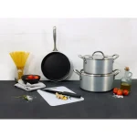 Ilko 5 Piece Silver Industrial Non-Stick Stainless Steel Cookware Set, Gray - Image 7
